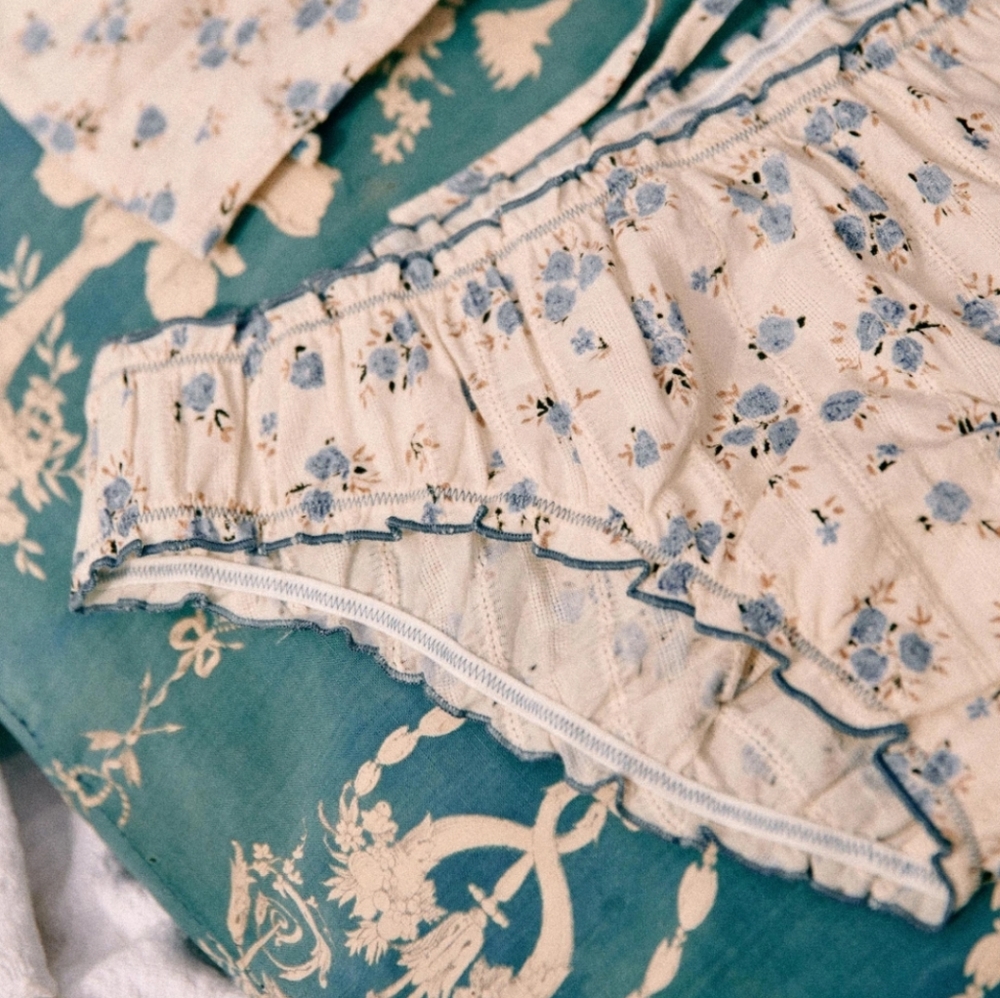 Nwt! Sezane Blooming Pants Blue Mini Rose
